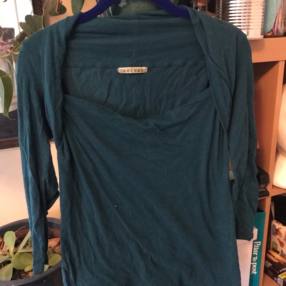 Beautiful teal Velvet ballet neck top M